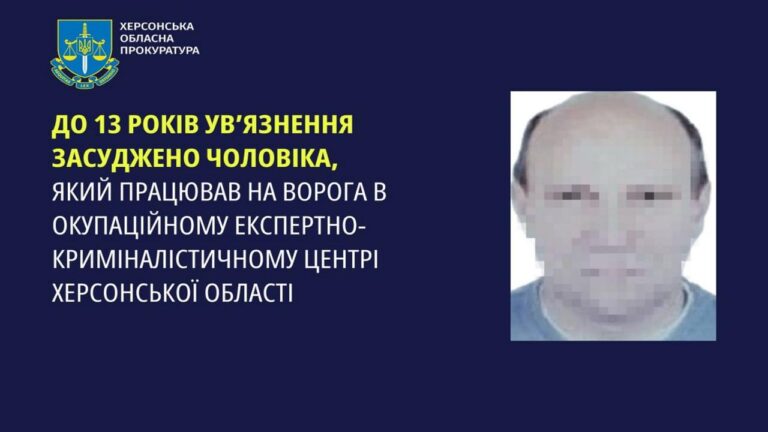 Суд засудив “вибухотехніка” до 13 років ув’язнення: працював на окупантів у Херсоні