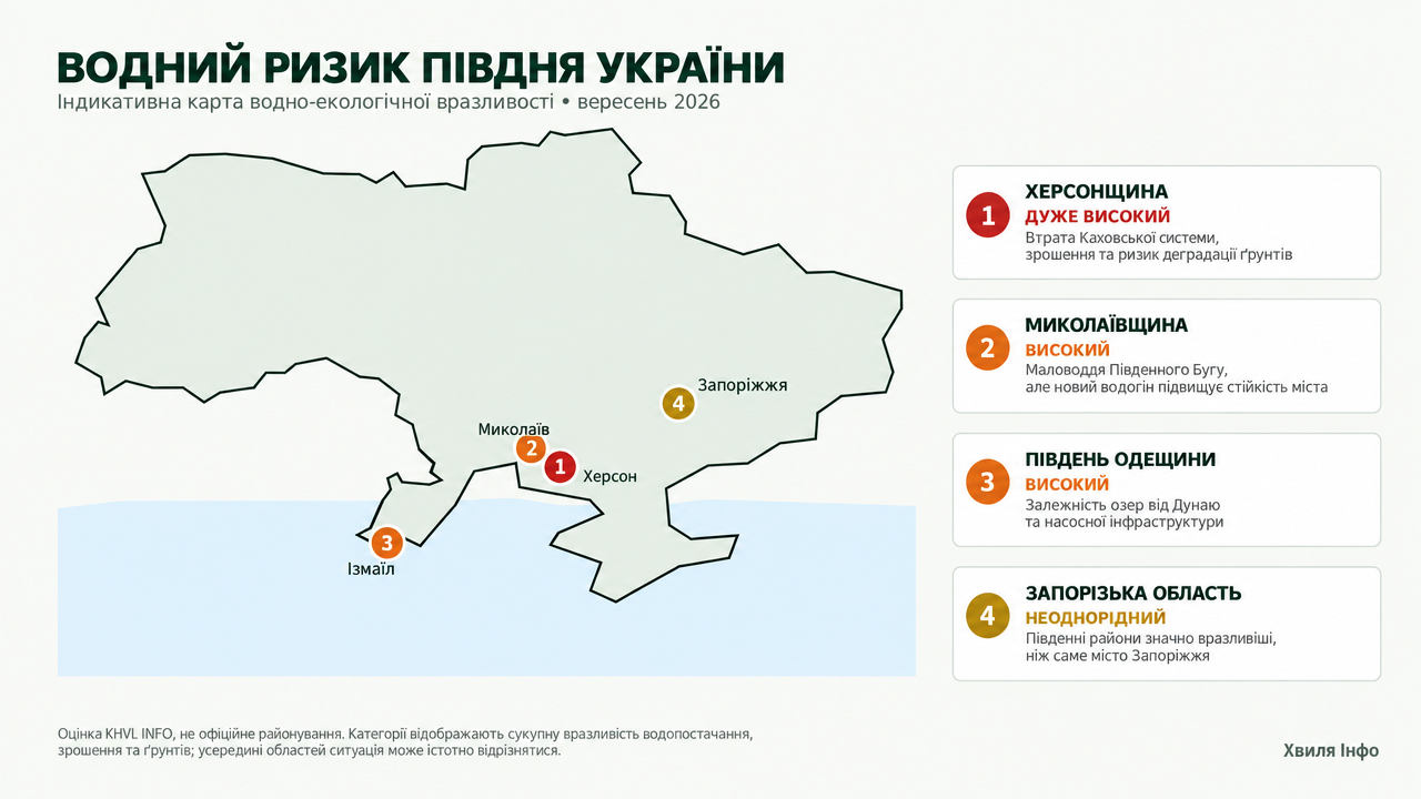 Карта водно-екологічної вразливості Півдня України у 2026 році